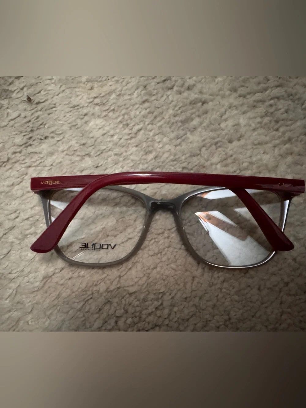 Vogue Two-Tone Gray Front with Burgundy Temples Women's Glasses